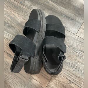 Timberland Black Leather Women's Two-Strap Chunky Sandals